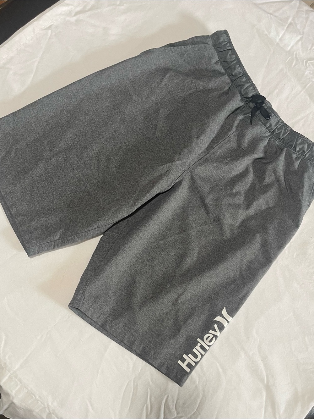 Hurley Boys Dark Gray Athletic Shorts with White Logo
